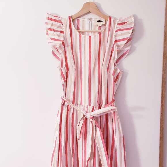 KATE SPADE BNWOT pink striped poplin midi dress - Picture 10 of 14